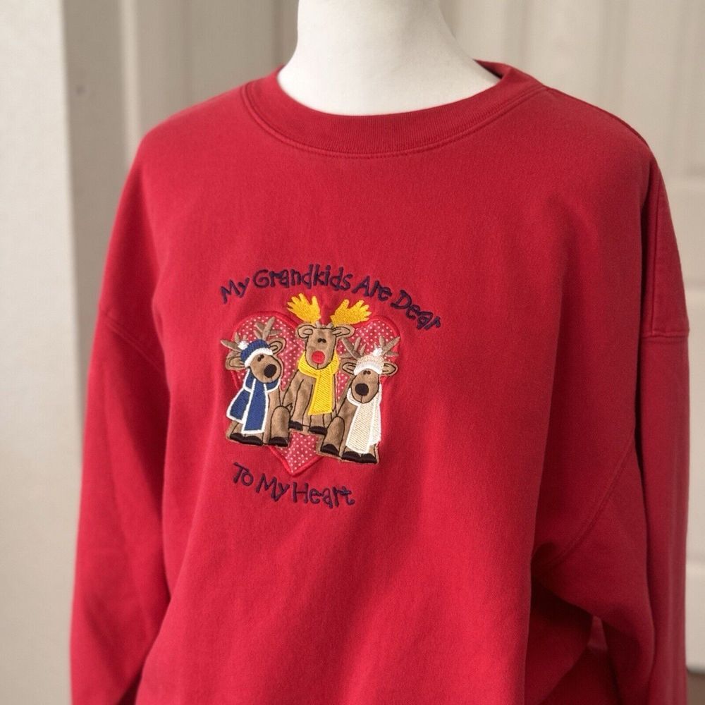Vtg 90s Grandma Best Grandkids Are Dear Ugly Xmas Sweatshirt Sz L Grannycore
